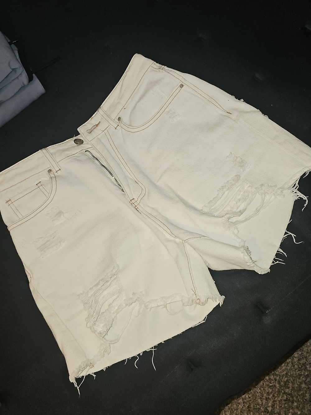 Women’s Distressed White Denim Shorts